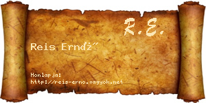 Reis Ernő névjegykártya